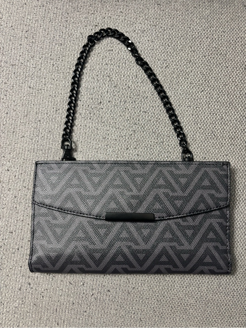 Aldo Black Patterned Chain-Handle Shoulder Bag